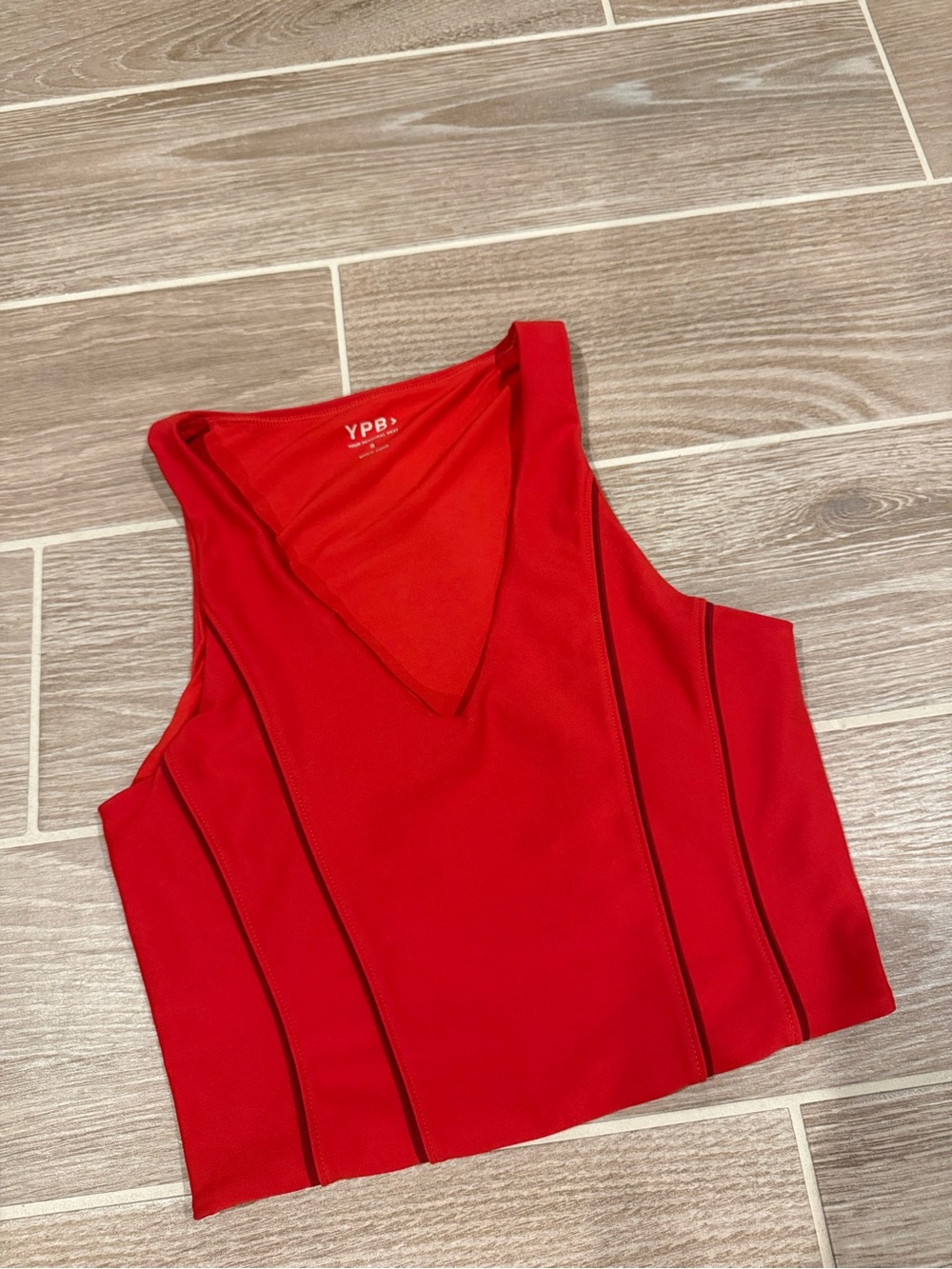 YPB Red V-Neck Sculpting Tank